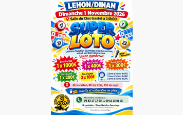 LOTO 01 NOVEMBRE 2026 - DINAN NATATION SAUVETAGE
